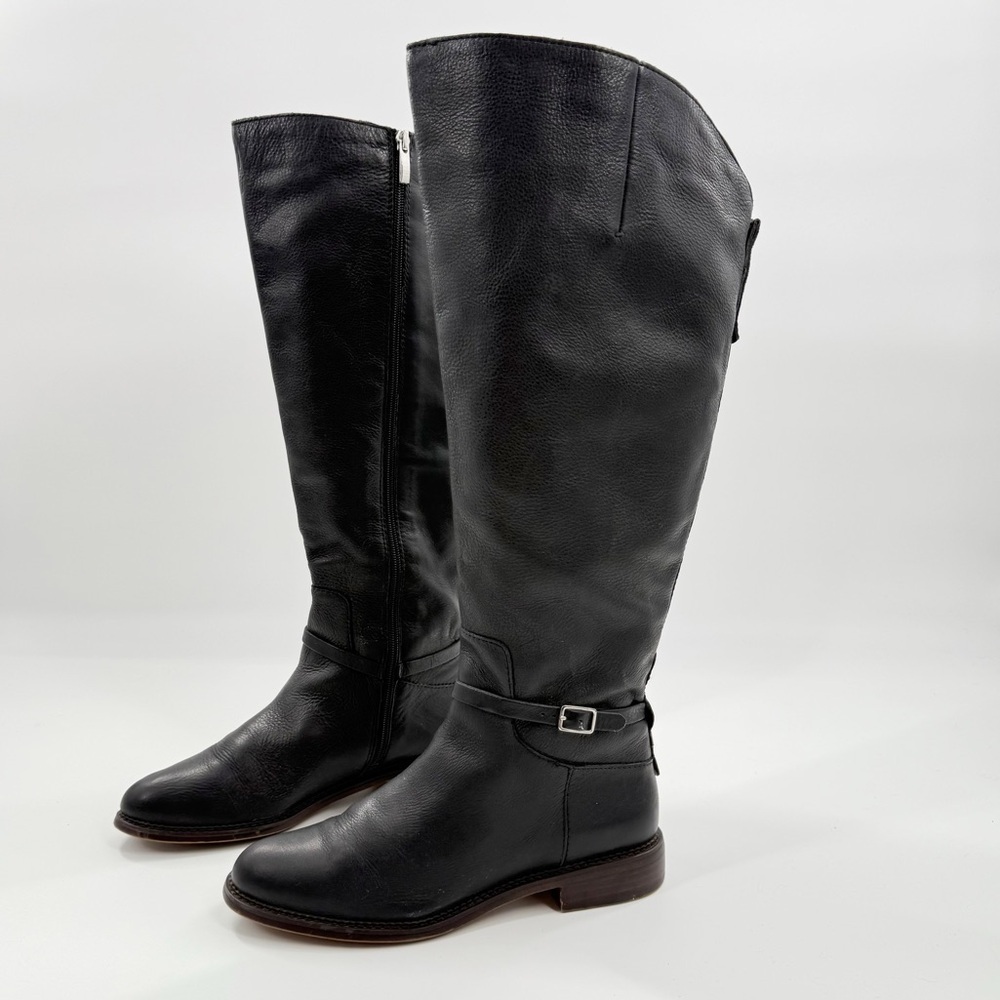Franco Sarto “L-Haylie WC” Black Leather Riding Boots Women’s 8.5 Wide Calf